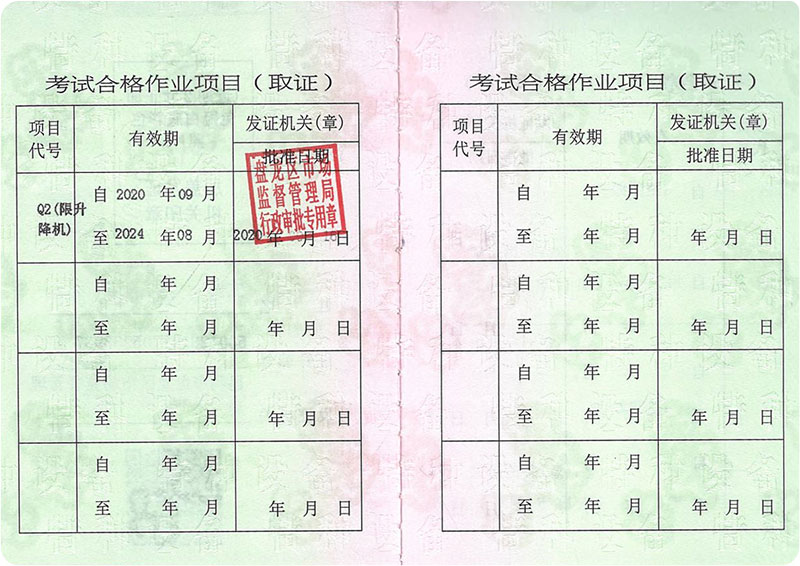升降機司機證Q2證書樣式 升降機司機證Q2證書樣式